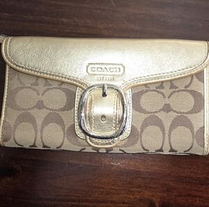 Reserved COPY - Gold Signature large Coach wallet